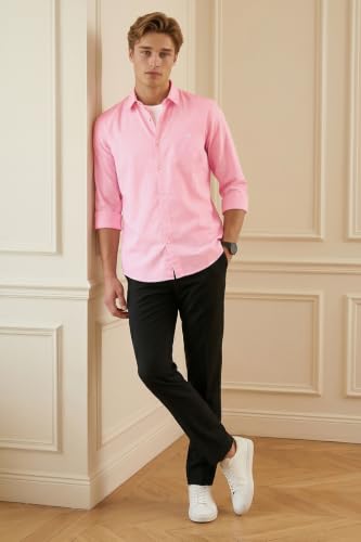 Image of Peter England Men's Slim Fit Full Sleeve Casual Shirt in Twill Weave Cotton
