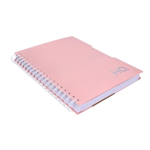 Image of Navneet HQ | Five Subject Spiral Wiro Bound Notebook |17.6x25 cm |Single Line |300 Pages |Salmon Pink (27048) (Pack of 2)