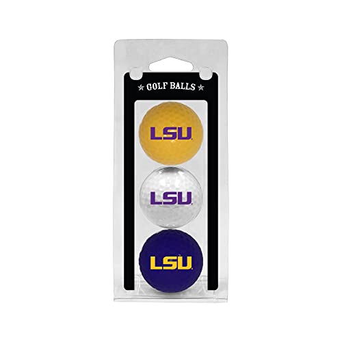 Team Golf NCAA LSU Tigers 3 Golf Ball Pack Regulation Size Golf Balls, 3 Pack, Full Color Durable Team Imprint