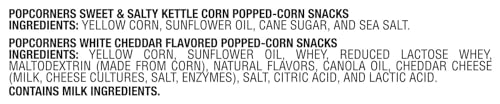 Popcorners Snacks Gluten Free Chips, 2 Flavor Variety Pack, 0.625oz Bags (8 Pack)