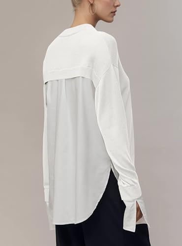 Women Patchwork Pullover Sweater 2 in 1 Knit Crewneck Neck Shirt Tops 2025 Fall Winter Clothes2