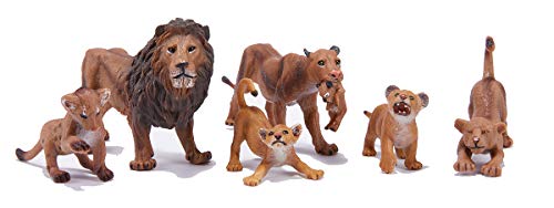 6PCS Realistic African animals Lion Family Set Figurines with Lion Cubs, 2-5