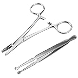 Kronabelle Juego de herramientas de perforación, 2 piezas, para oreja, labio, nariz, acero inoxidable, incluye alicates de agarre y pinzas de sujeción, herramienta de abrazaderas de barra para 9-3 mm