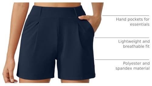 Image of G4Free EverGoing Dressy Casual Shorts for Women 4 inch High Waisted Summer Lounge Pleated Shorts with Pockets