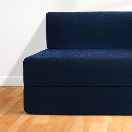Image of CELLBELL Comfy Sofa Cum Bed 5x6 Feet | Foldable Dual Use Couch Bed with Soft Cushions, Washable Fabric Cover & Sturdy Frame | Space Saving Modern Design for Living Room, Bedroom Guest Use (Navy Blue)