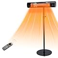 EAST OAK Electric Patio Heater, 1500W Wall Mounted & Standing Outdoor Indoor Infrared Electric Heater with IP65 Waterproof, Overheating Protection & Tip-over, 3 Heat Settings & 24H Timing