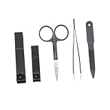 CALLARON 5 Stück Nagelscheren-set Nagelknipser Nagelhautzange Werkzeugtasche Pediküre-trimmer Maniküre-werkzeugsatz Tote Hautschere Black