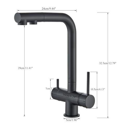 Robinet d'eau potable double en laiton brossé pour évier haut de gamme