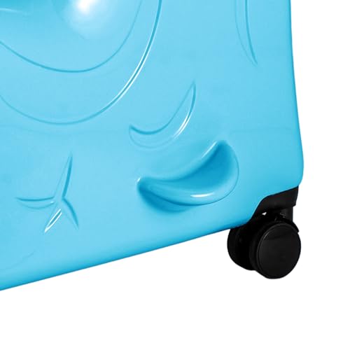 Image of DNYSYSJ Children's Ride On Trolley Luggage, Portable Universal Wheel Luggage Carry On Luggage, Waterproof Unisex Boys Girls Travel Suitcase with Lock, ABS+PC, Blue, 20 Inch, Ride on Luggage
