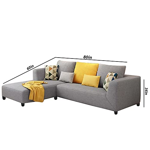 Image of Galib LHS 4 Seater L Shape Sofa Set for Living Room (Grey Fabric)