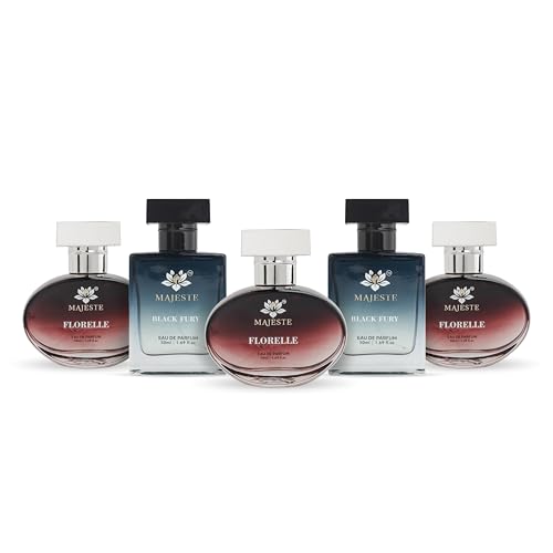 Image of Black Fury & Florelle by APS Majeste PACK for Men -Women, Best Of Men Perfume Combo - 5 x 50ml (2Black Fury &3 Florelle) |Men Perfume | Set for Women & MEN