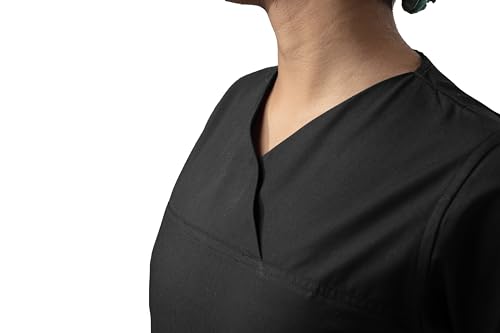 Image of UNIFORM CRAFT Women's Scrub Suits DSVX || 4 pocket scrubs | Ideal for doctors, dentists, vets, nurses & healthcare professionals (Black, M)