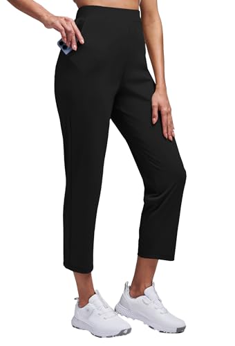 Alaroo Womens Golf Pants Athletic Stretch Workout Joggers 7/8 Ankle Casual Travel Sweatpants With Pocket Xxl Black