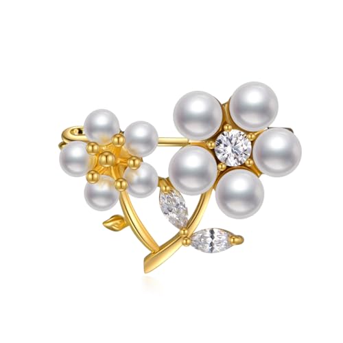 Image of Flower Brooch Pin Rhinestones Pearl Flower Brooches Floral Pin Jewelry for Women Girls