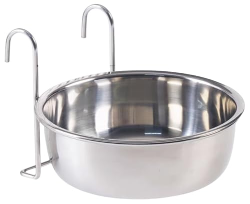 Yatome ペットボウル 猫用フードボウル 水飲み器 吊り下げ式皿 餌入れ 水入れ 食器 ステンレス製 防錆 耐久性 軽量犬 猫 鳥 小動物用 ペット食器 ケージにしっかり固定できる 溢れ (700ml)