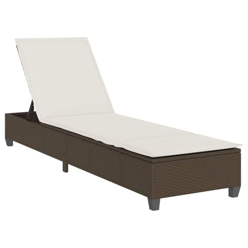 vidaXL Sonnenliege mit Auflagen Braun 55x200x25,5cm Poly Rattan,...