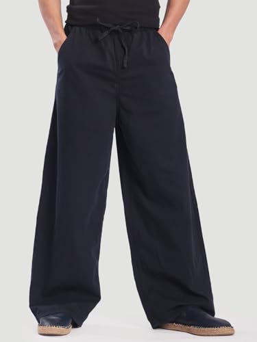 Image of BENE KLEED Men's Solid Cotton Trousers | Mid Rise Waist | Full Length | Relaxed Fit |