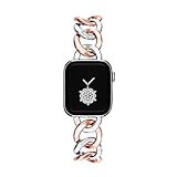 Kolgios 38/40/41mm Sliver/Rosegold Cool Women Chain Metal Smartwatch Bands Compatible for Apple Watch Bands Series 9/8/7/6/SE/5/4 Replacement Watch Strap for Iwatch 8/9 Gift for Her