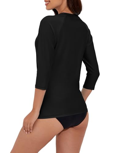 Tournesol Women's Rash Guard 3/4 Sleeve Swim Shirts SPF & UV Protection Rashguard Swimsuit Tops Round Neck Swimwear Top3