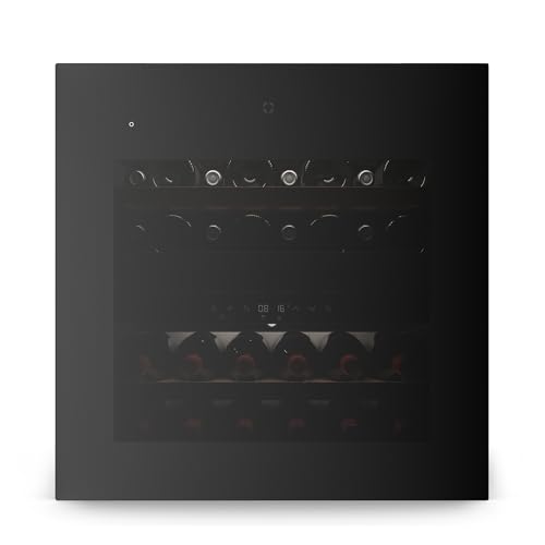 Klarstein Velaire Weinkühlschrank 2 Zonen - 36 Flaschen, Einbau, 5-22°C, Touch, LED, UV-Schutz, Holzregale, 41 dB, Weinklimaschrank 2 Zonen