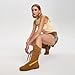 LACIKOSZ Women’s Suede Lace Up Tall Boxing Boots Knee High Retro Dance Streetwear Sneakers with Side Zipper Flexible Non-Slip Sole Brown Size 8