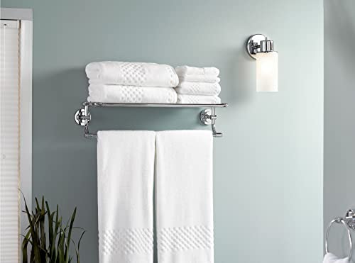 Image of Moen DN0761BN Iso 1-Light Dual-Mount Bath Bathroom Vanity Fixture with Frosted Glass, Brushed Nickel