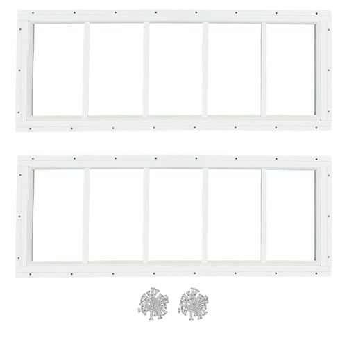 Hryan Shed Transom Window for Playhouse, Chicken Coop and Garage, Fixed Metal Tempered Glass Replacement Casement for barn house, ventanas de casa (10