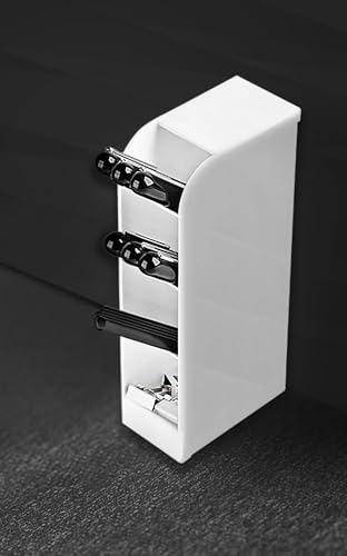 Image of Kinbor Vertical Desk Organizer Pen Stand with Multi Compartments - Space-Saving Office Stationery Holder for Pens, Markers & Accessories |White Pen Stand