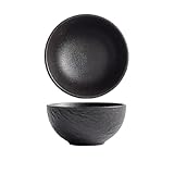 Juego de 2 cuencos pequeños de cerámica de 4.5 pulgadas, cuenco de sopa de porcelana para cocina, ensalada, salsa, cereales, aperitivos, arroz, frutas, helado, postre (black 2pcs, 6inch)