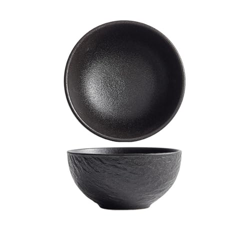 Juego de 2 cuencos pequeños de cerámica de 4.5 pulgadas, cuenco de sopa de porcelana para cocina, ensalada, salsa, cereales, aperitivos, arroz, frutas, helado, postre (black 2pcs, 6inch)