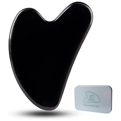 Gua Sha Facial Tools, Black Obsidian Gua Sha Massage Tool, Natural Jade Guasha Tool for Face and Body Skin Massage. Gua Sha Set for SPA Acupuncture Therapy, Trigger Point Treatment Cover
