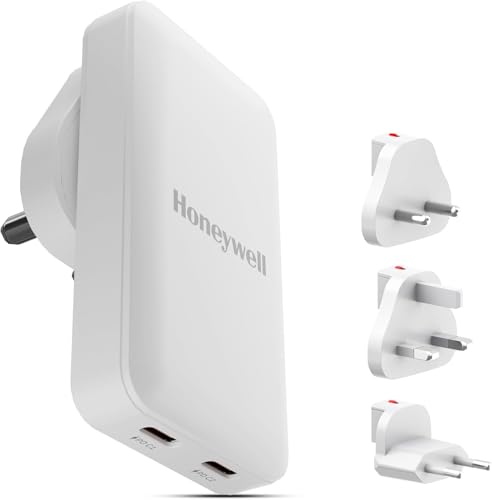 Image of Honeywell Zest Ultra-Thin GaN 45W Dual Type-C PD 3.0 Wall Charger with PPS Support, Ultra-Fast Charging, Compatible with iPhone, iPad Pro, Pixel, Galaxy, OnePlus, Tablets & Smartwatches | PPS Support, Ultra-Fast Charging, Compatible with iPhone, iPad Pro, Pixel, Galaxy, OnePlus, Tablets & Smartwatches