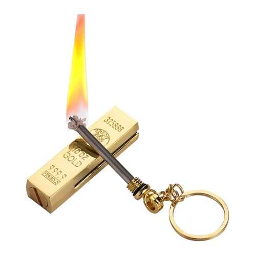Accendino a cherosene creativo, accendino a fiammifero permanente a forma di lingotto d'oro, materiale metallico, accendino immortale a forma di lingotto d'oro, riutilizzabile, regalo da collezione,(A