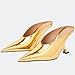 Kluolandi Metallic Heeled Mules for Women Sexy Pointed Closed Toe Slip On Wedge Mule Pumps Heels Gold Size 8.5