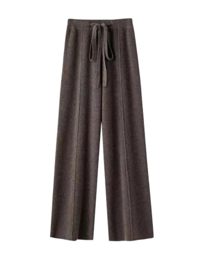 Women's Merino Wool Knitted Pants - Basic Soft Warm Casual Korean Style Dark Brown