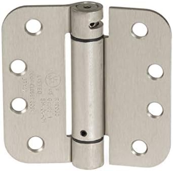 Ilyapa Self Closing Door Hinges, 2 Pack, Satin Nickel Mortise Spring Hinge - 4 x 4 Inch Interior Spring Hinges for Doors with 5/8" Radius Corners