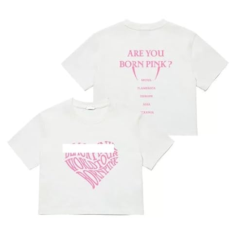 BLI-NK Tour BORN PINK camiseta k-pop impreso Merch ropa de calle al-ta algodón camiseta diaria for Fans(B White,S)