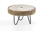 GICOS IMPORT EXPORT SRL Tavolino rotondo piano in legno Paulownia gambe in metallo nero 26*14 cm soggiorno giardino GDO 796036