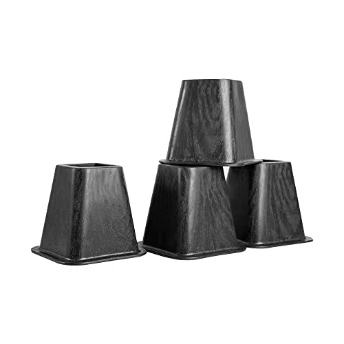 Galaxy Furniture Bed Furniture Risers Black (Set Of 4) Increase Storage Risers For Bed Frame Furniture Risers For Sofa, Desk, Chair, Table, 6 Inch Couch Risers Frame Lift Add Height #TOP3