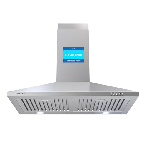 AURAKICH Range Hood 30 inch, 450CFM Wall Mount Kitchen Hood
