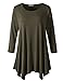 LARACE Lanmo Women Plus Size 3/4 Sleeve Tunic Tops Loose Basic Shirt (2X, Army Green)