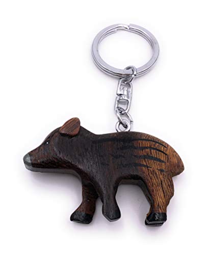 H-Customs Piglet Pig Pig Szlachetne Drewno Ręcznie Robiony Brelok Wisiorek