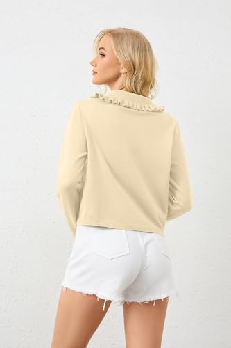 Image of HOCANDY Women Ruffle Collar Cardigan Sweater Preppy Cute Button Up Sweaters