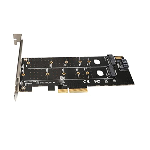 Dual M.2 PCIe Adapter, M2 SSD NVME (m-Key) or SATA (b-Key) 22110 2280 2260 2242 2230 to PCI-e 3.0 x4 Host Controller Expansion Card for Desktop PCI Express Slots