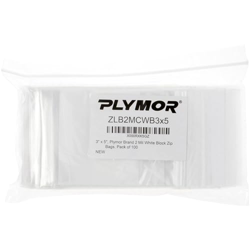 Plymor 3 x 5 inch, 2 Mil White-Block Zipper Reclosable Bags (Case of 1,000) by Plymor - Used condition - Image 3