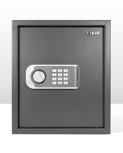 Equal 55L SecureLitePro Safe Locker for Home | Digital PIN Code + Emergency Key | 10-Gauge Steel Door | 3 Year Warranty | 55 Litre - Grey