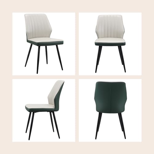 play haha Contemporary Dining Chairs Set of 2, Faux Leather Upholstered Kitchen Chairs with Curved Backrest, Metal Legs Featuring X-Shaped Support, Adjustable Foot Pads, Dining Room Seating - Image 9