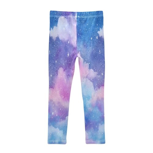 Whimsical Clouds Purple Sky Stars Girls Leggings Kids Yoga Pants Dance Active Tights 4T2