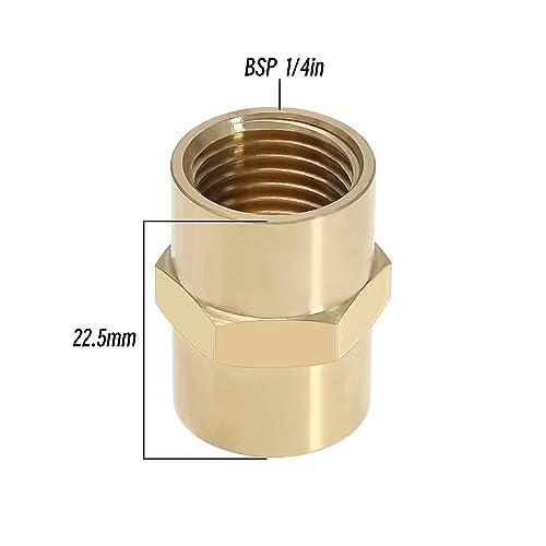 Manguito latón 1/4 BSP hembra hexagonal en pack de 6 piezas para unión recta de tuberías 5