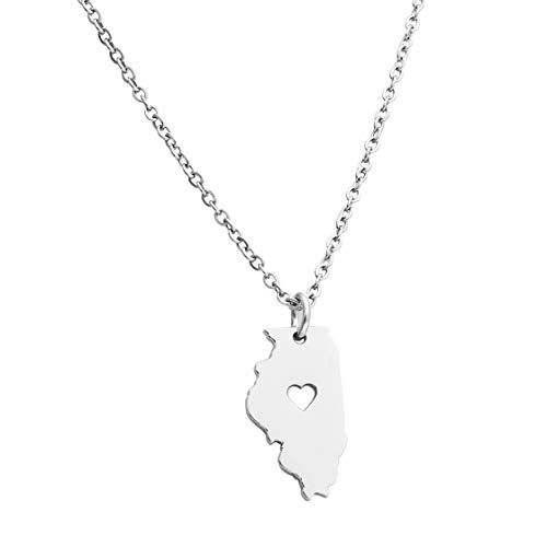 JINGMARUO Stainless Steel State Map Pendant Necklace Country Map Necklace ...